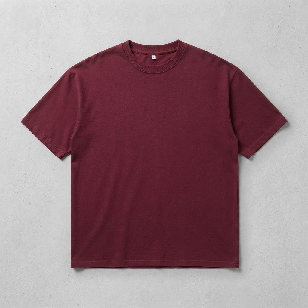 Oxblood Burgundy Premium Solid Oversized T-Shirt